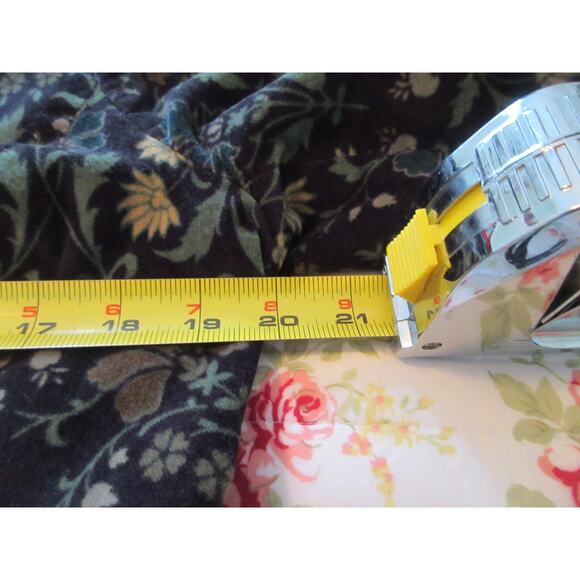 VTG Lands End Blazer Jacket Women's M Velveteen Blue Floral Print Button Front - Picture 7 of 8